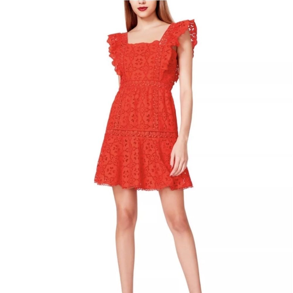 Betsey Johnson Red Eyelet Dress Sz 10
